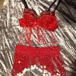 Rare showgirl bellydance bra & bottoms exotic vintage 36 C